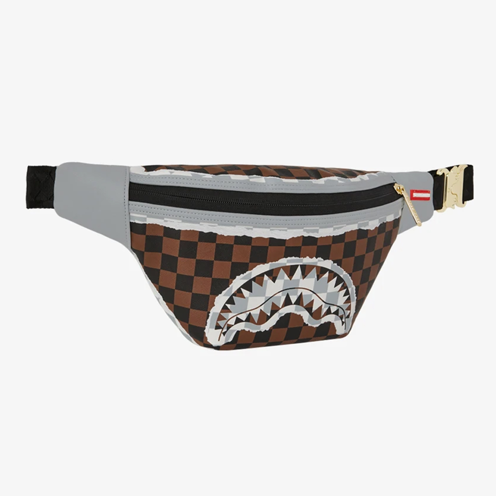 SPRAYGROUND Cream And Brown Tear Check Savvy Crossbody Unisex Τσαντάκι Μέσης - 3